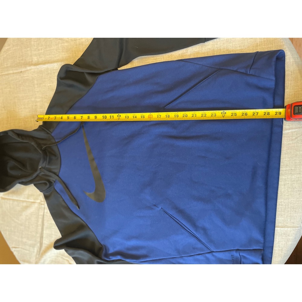 Nike Dri-FIT Pullover Hoodie Mens XL Blue Black Swoosh Athletic Sweatshirt - Picture 5 of 10
